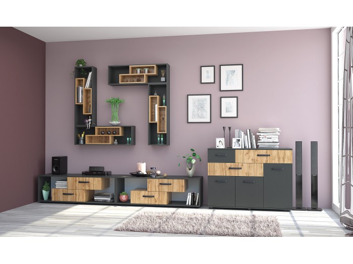 Модулна секция ВИВА (антрацит/дъб вотан) конфигурация 2